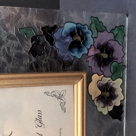 1997 Joan Baker Designs Hand-painted Floral Glass Picture Frame. - Picture 5 of 9